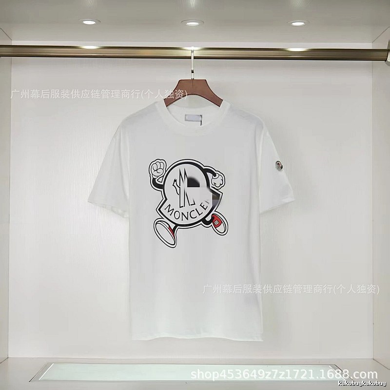 Moncler Cartoon Print Casual Style White T-Shirt