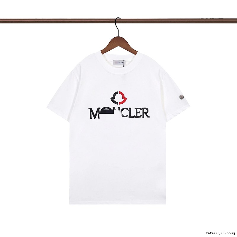 Moncler Embroidered Casual Style White T-Shirt
