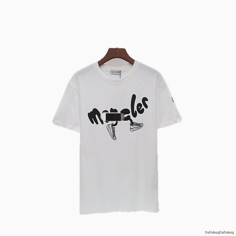 Moncler Graffiti Collection Casual Style White T-Shirt