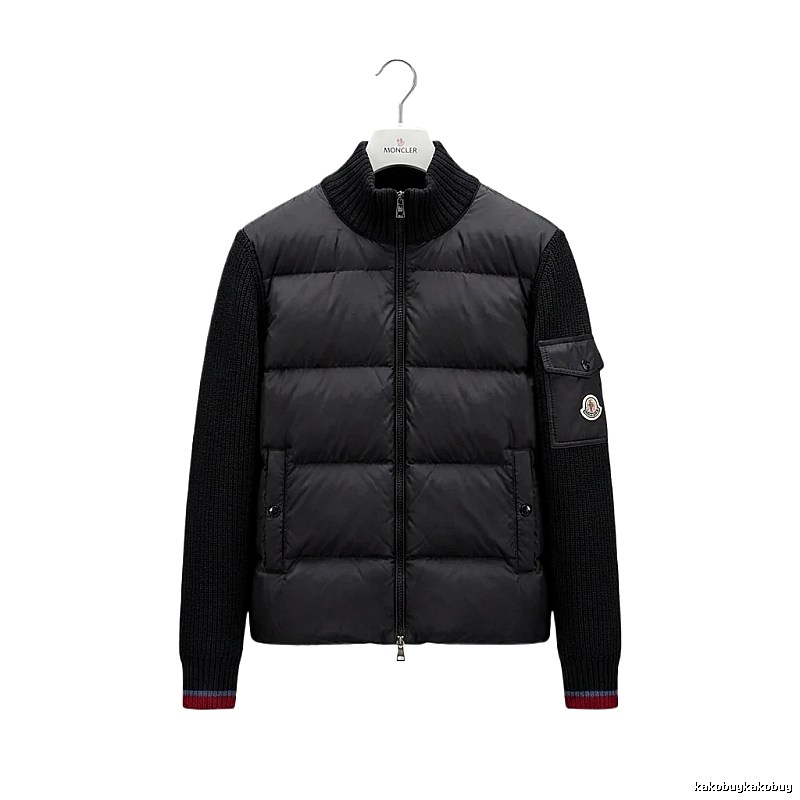 Moncler knitted and spliced black down jacket