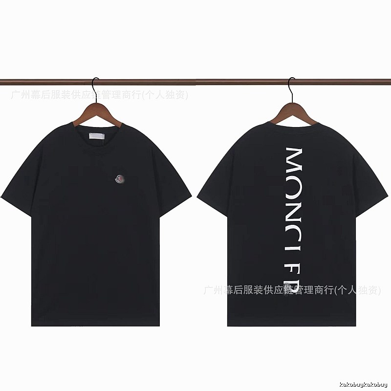 Moncler Letter Print Casual Style Black T-Shirt