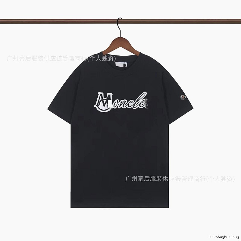 Moncler Printed Collection Streetwear Style Black T-Shirt