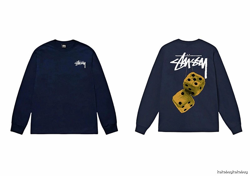 Navy long-sleeved shirt with Stussy dice print