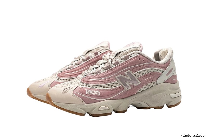 New Balance 1000 retro style pink and white shoes
