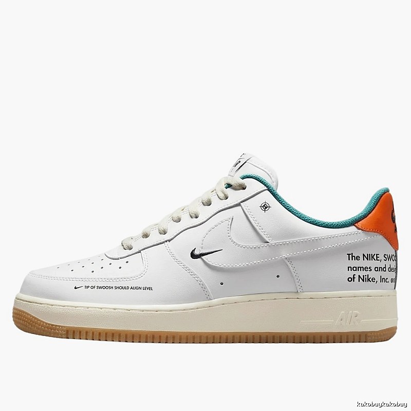 Nike Air Force 1 Simple White and Orange Shoes