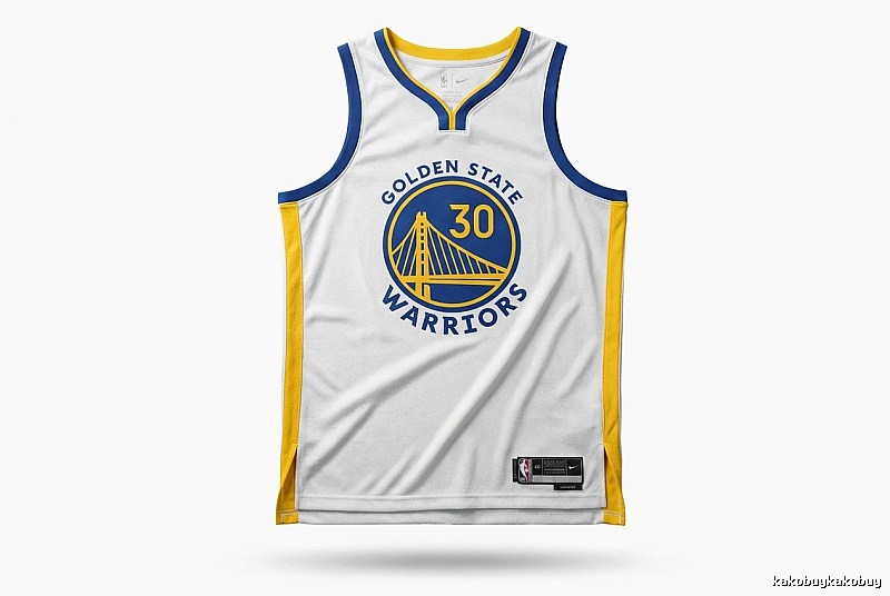 Nike Curry No.30 white, blue and yellow jersey