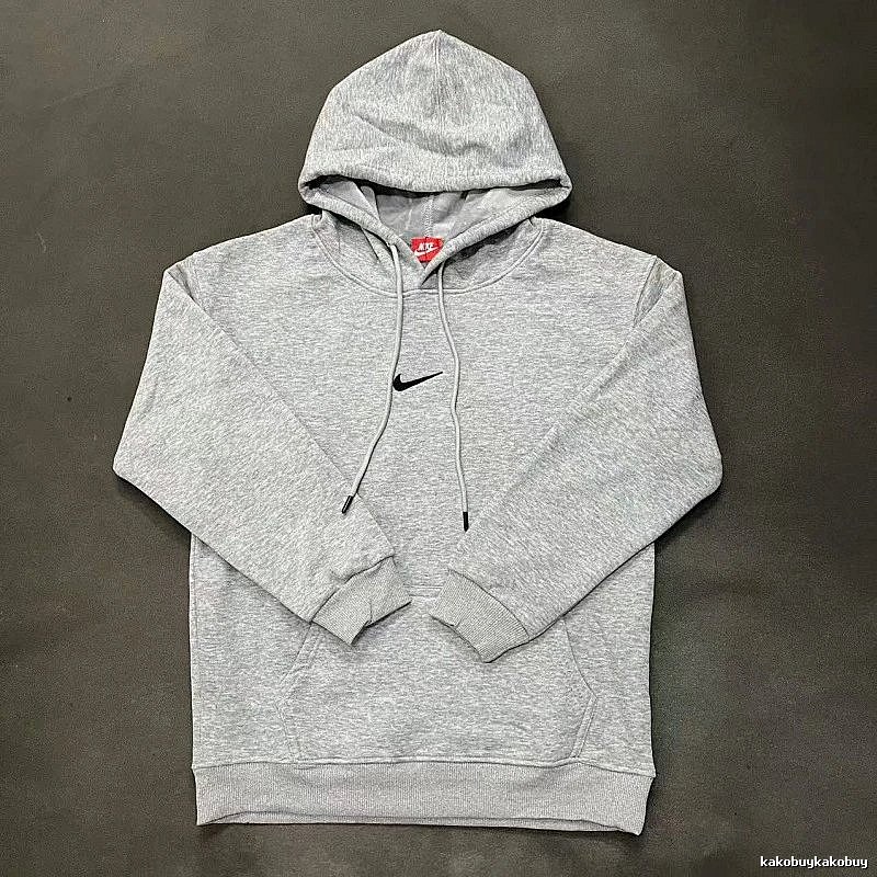 Nike Small-Logo Detail Gray Zip Hoodie Statement Graphic Swoosh