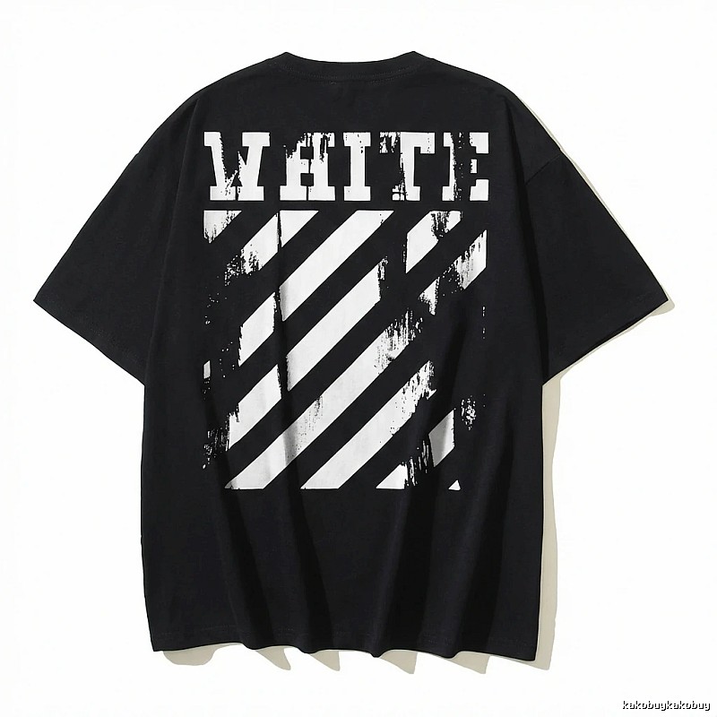 Off-White striped-style black T-shirt