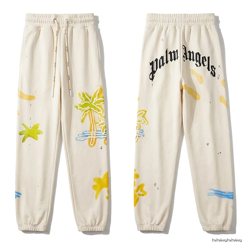 Palm Angels Graffiti Style White Sweatpants
