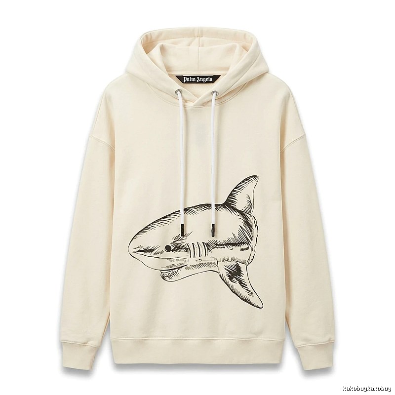 Palm Angels Shark Series Simple Style Beige Hoodie