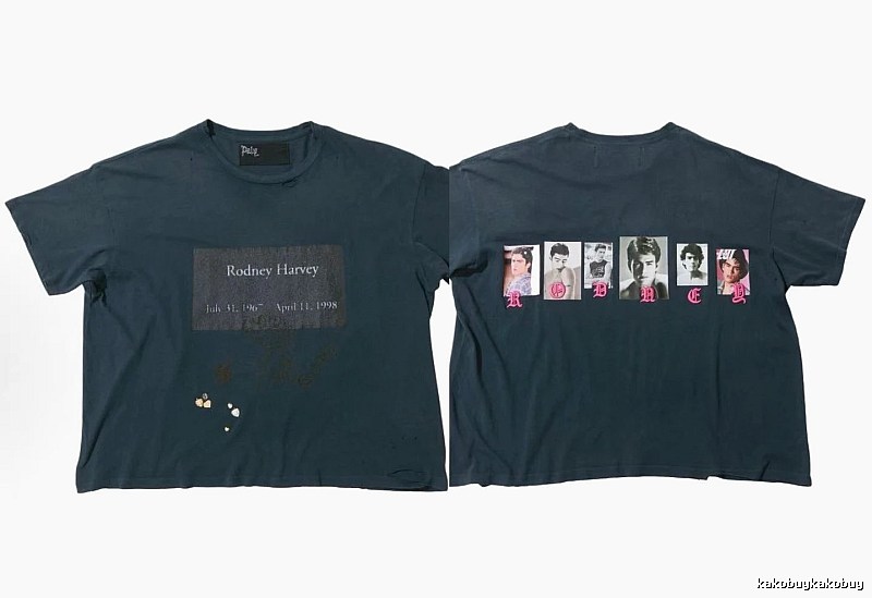 Paly Hollywood Distressed Portrait Print Navy Blue T-Shirt