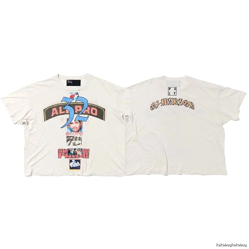 Paly Hollywood Portrait Print Vintage Off-white T-shirt
