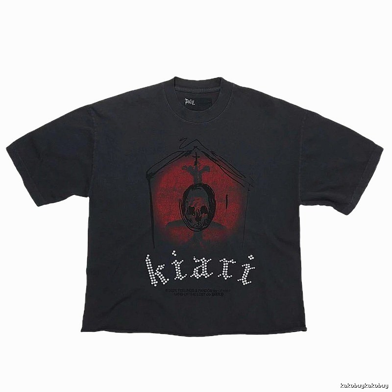 Paly Hollywood Skull Dark Distressed Black T-Shirt