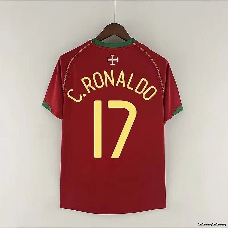 Portugal Classic Ronaldo #17 soccer jersey Red Portugal Football for Daily Styling