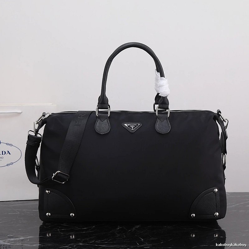 Prada Duffel Bag with Black Nylon Duffel Detail