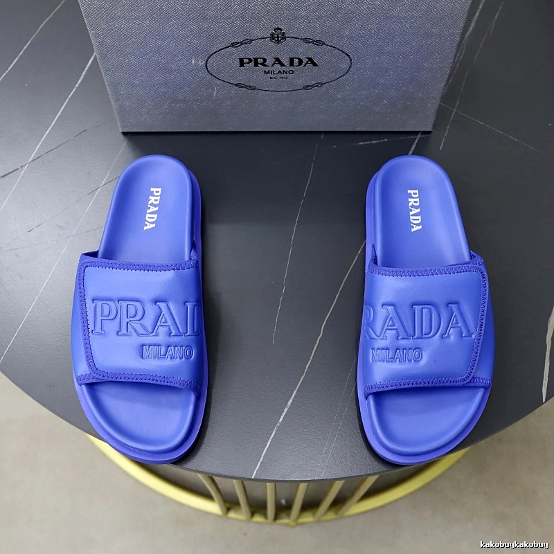 Prada Embossed Casual Purple Slides