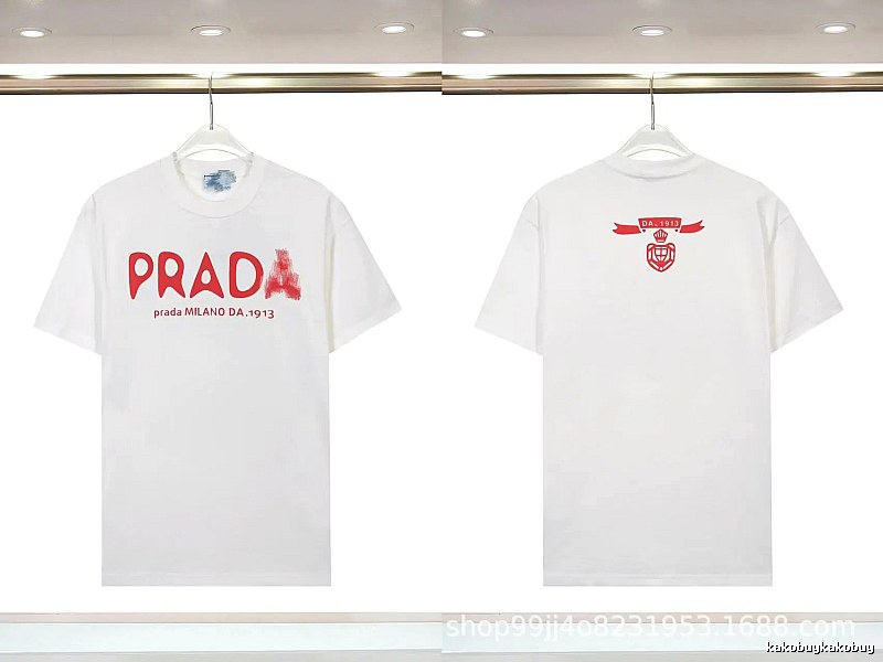 Prada Graffiti Collection Casual Style White Short-sleeve T-shirt