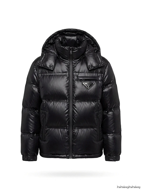 Prada triangle logo black down jacket