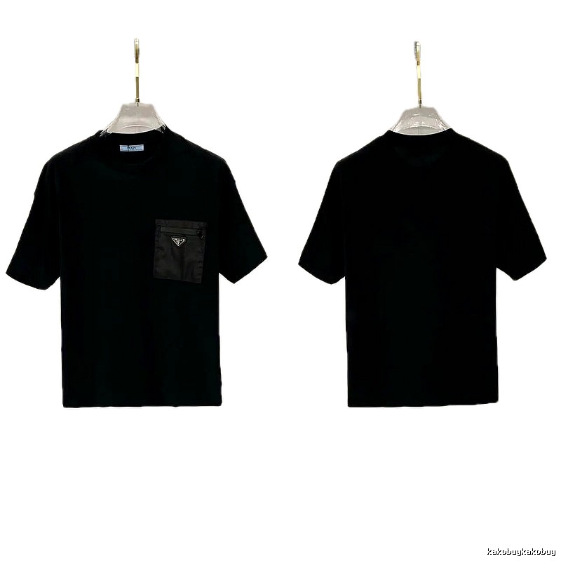 Prada Triangle Logo Minimalist Style Black Short-sleeve T-shirt