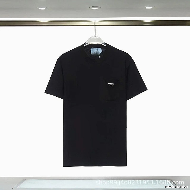 Prada Triangle Logo Minimalist Style Black Short-sleeve T-shirt
