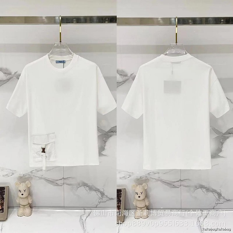 Prada Triangle Logo Minimalist Style White Short-sleeve T-shirt