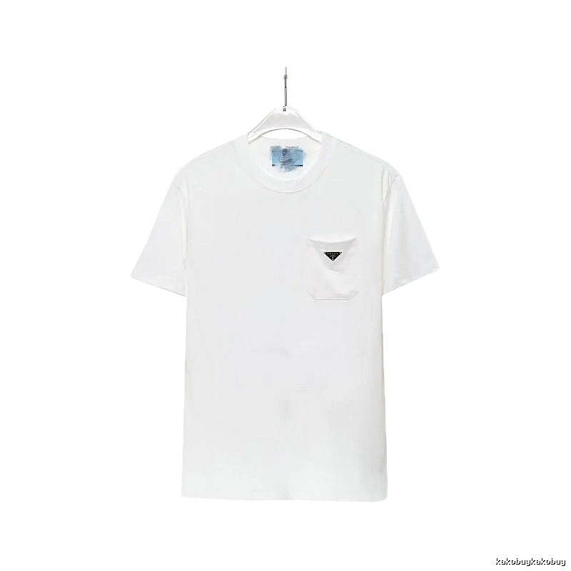 Prada Triangle Logo Minimalist Style White Short-sleeve T-shirt