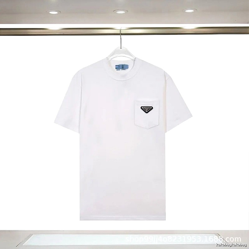 Prada Triangle Logo Minimalist Style White T-Shirt