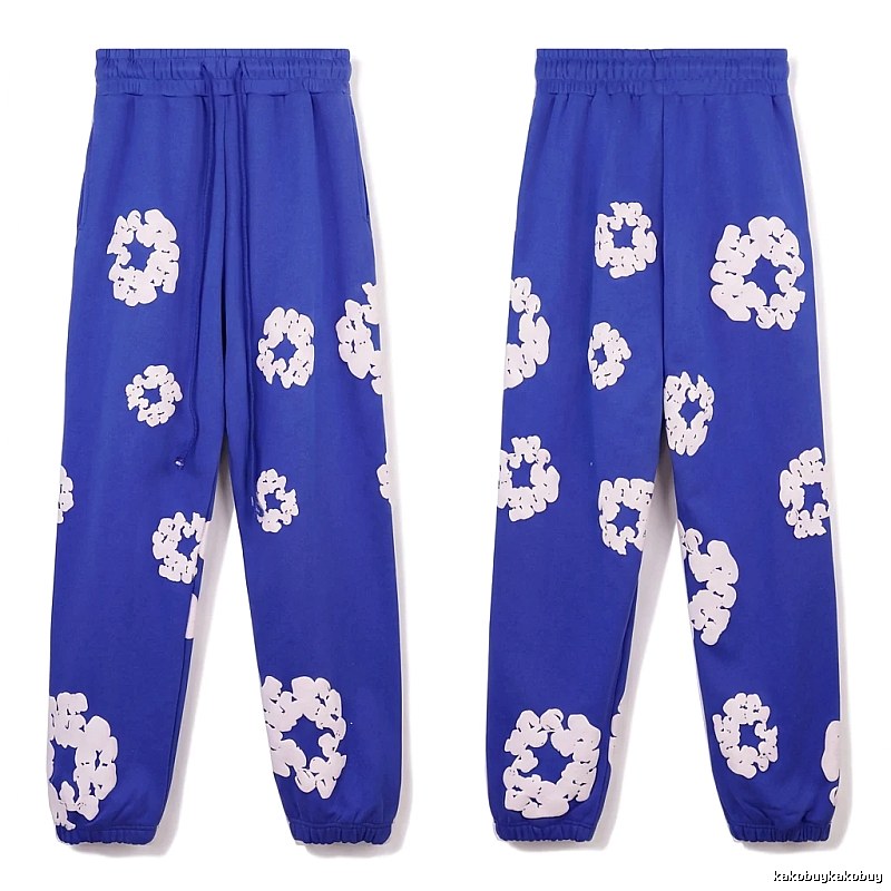 Printed casual blue pants with DENIM TEARS