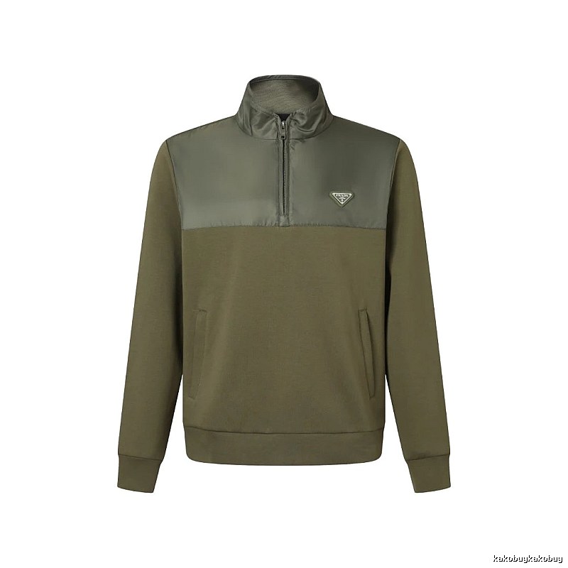 Quarter Zip Sweatshirt by Prada with Olive Quarter Zip Sweatshirt with