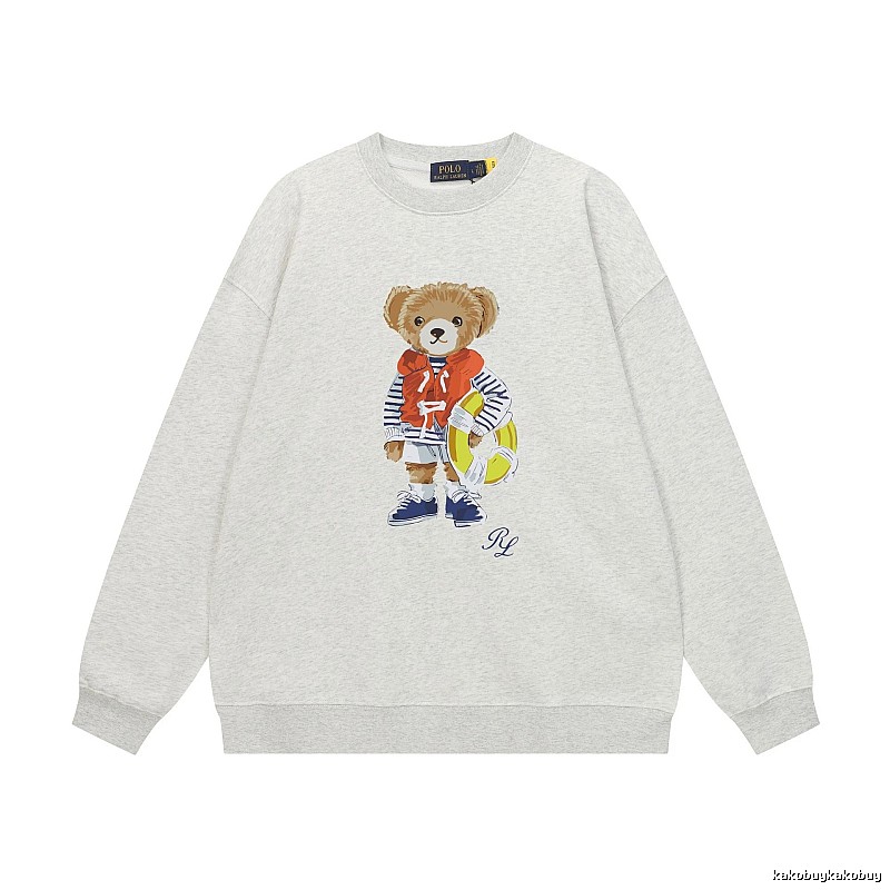 Ralph Lauren Bear Print Light Grey Sweatshirt