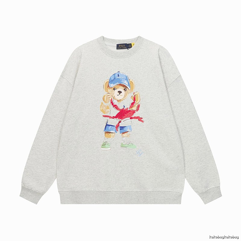 Ralph Lauren cartoon bear light gray sweatshirt