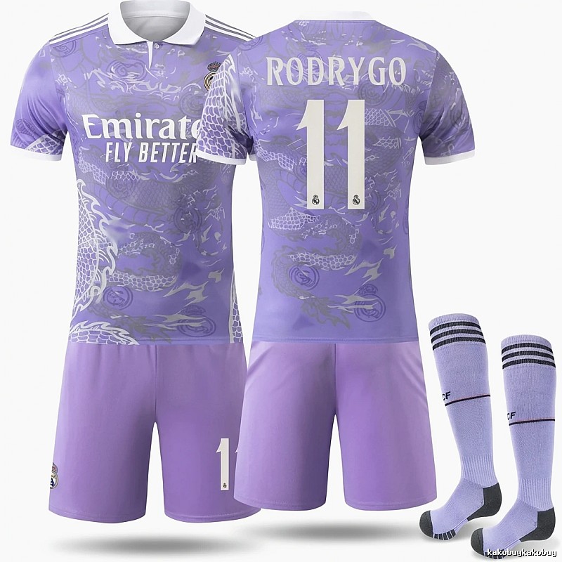 Real Madrid Dragon Pattern Trend Brand Purple Jersey