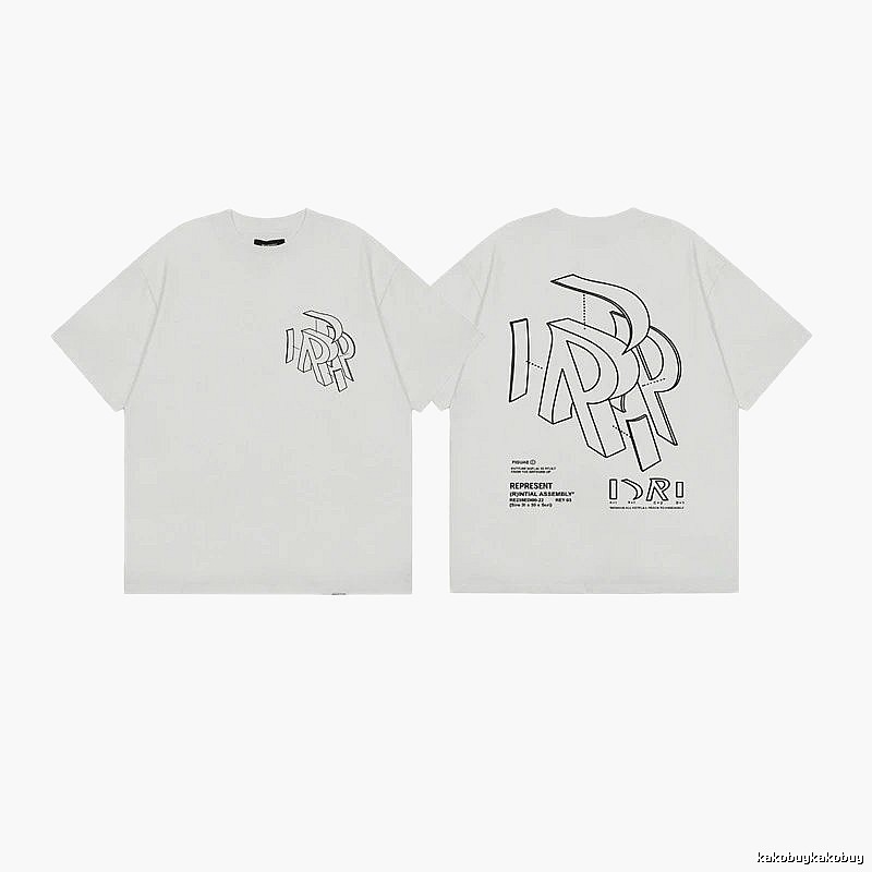 Represent Geometric Print Street-style Off-white T-shirt