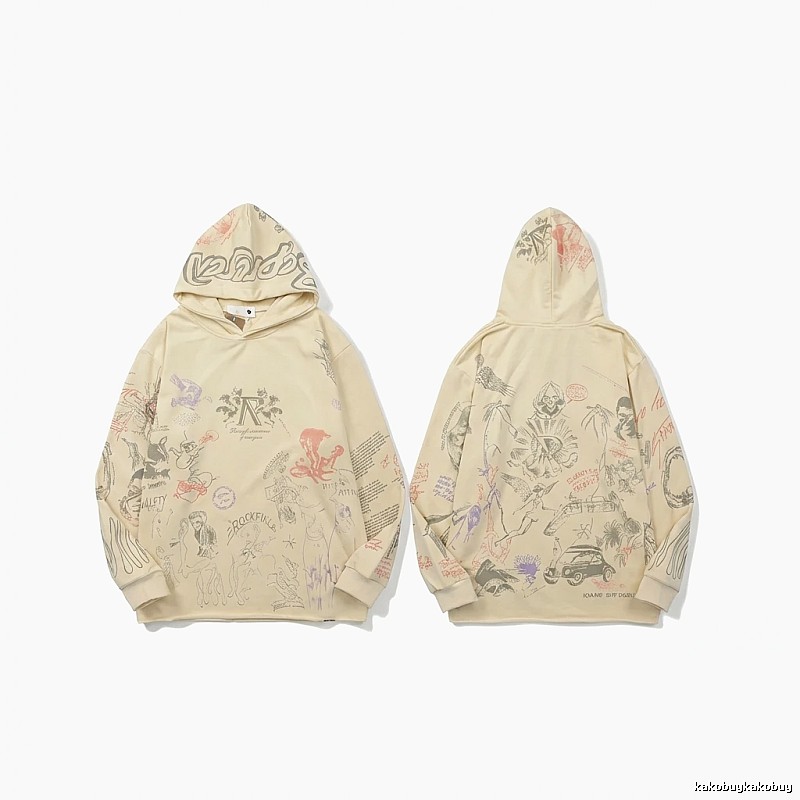 Represent Graffiti Style Beige Hoodie