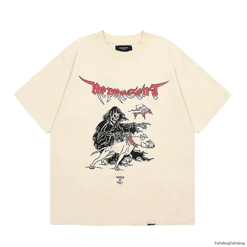 Represent Grim Reaper Print Vintage High Street Beige T-Shirt