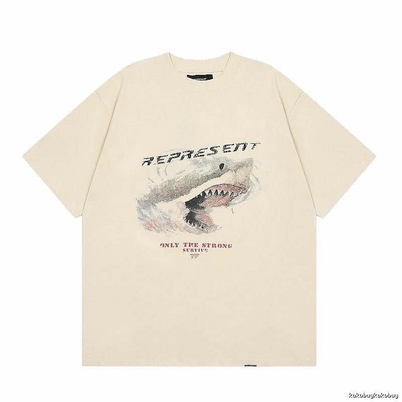 Represent Shark Print Vintage Beige T-Shirt