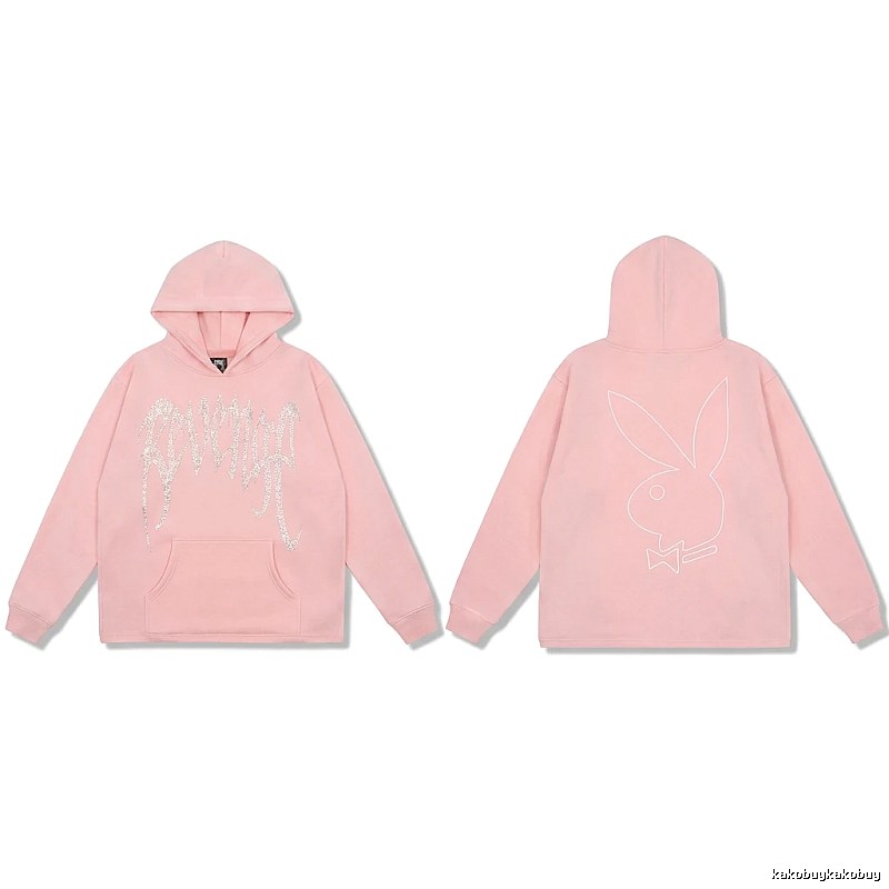 Revenge rabbit print pink hoodie