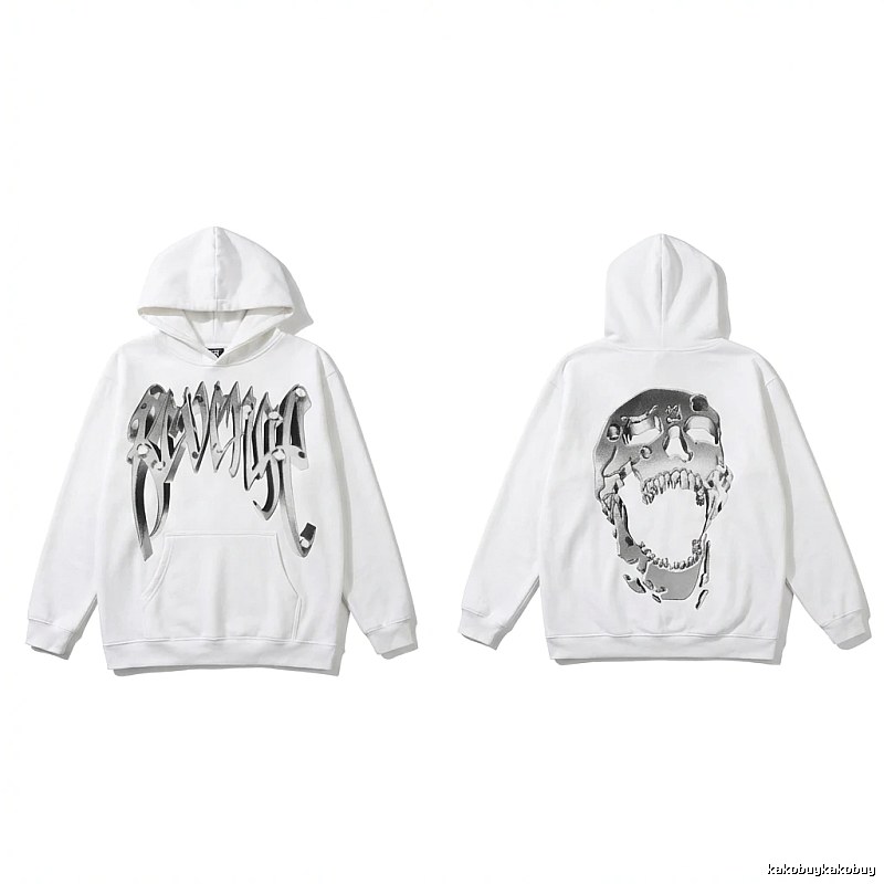 Revenge Skull Trendy Cool White Hoodie