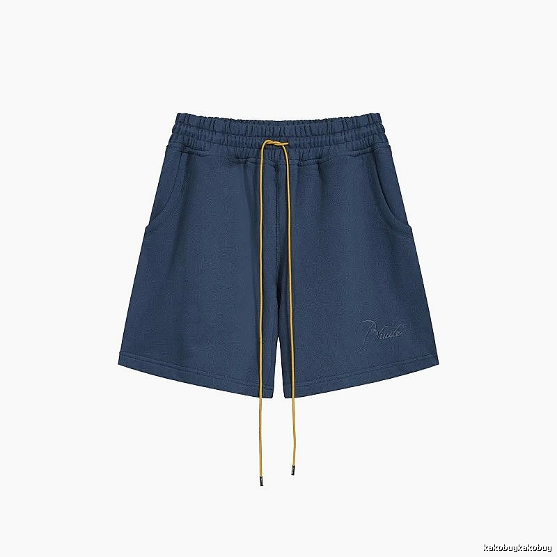 RHUDE minimalist style navy blue shorts