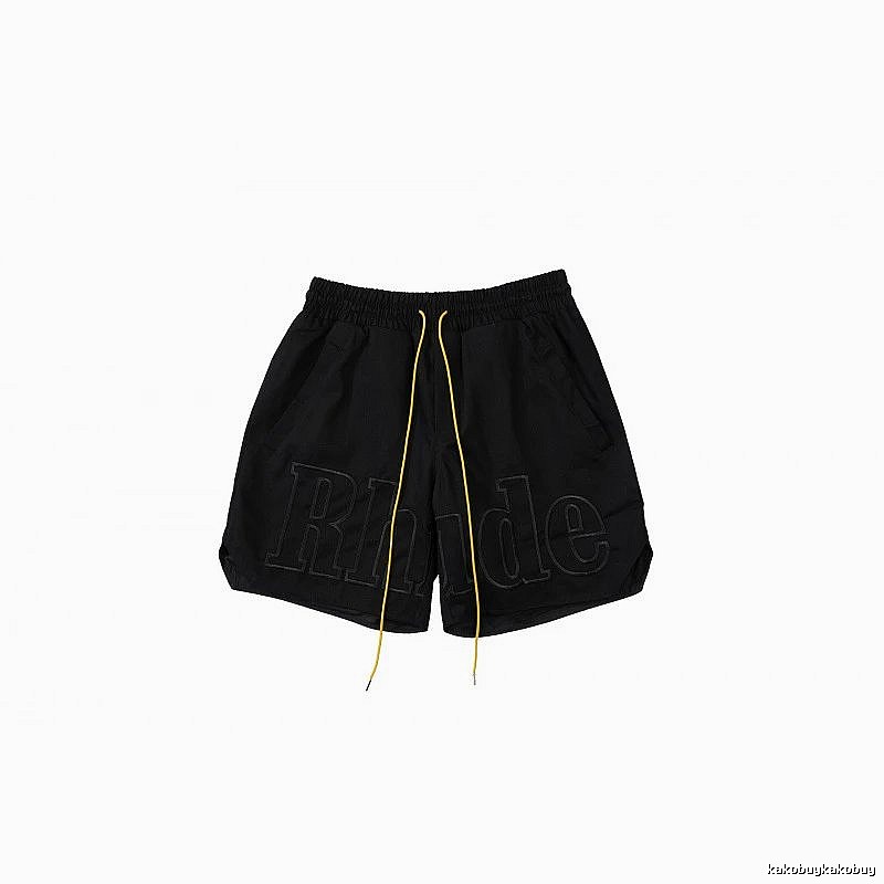 RHUDE trendy brand casual black shorts