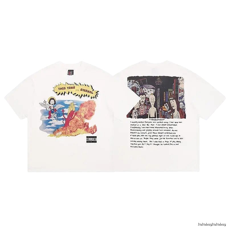 SAINT Comic Print Street Style White T-Shirt