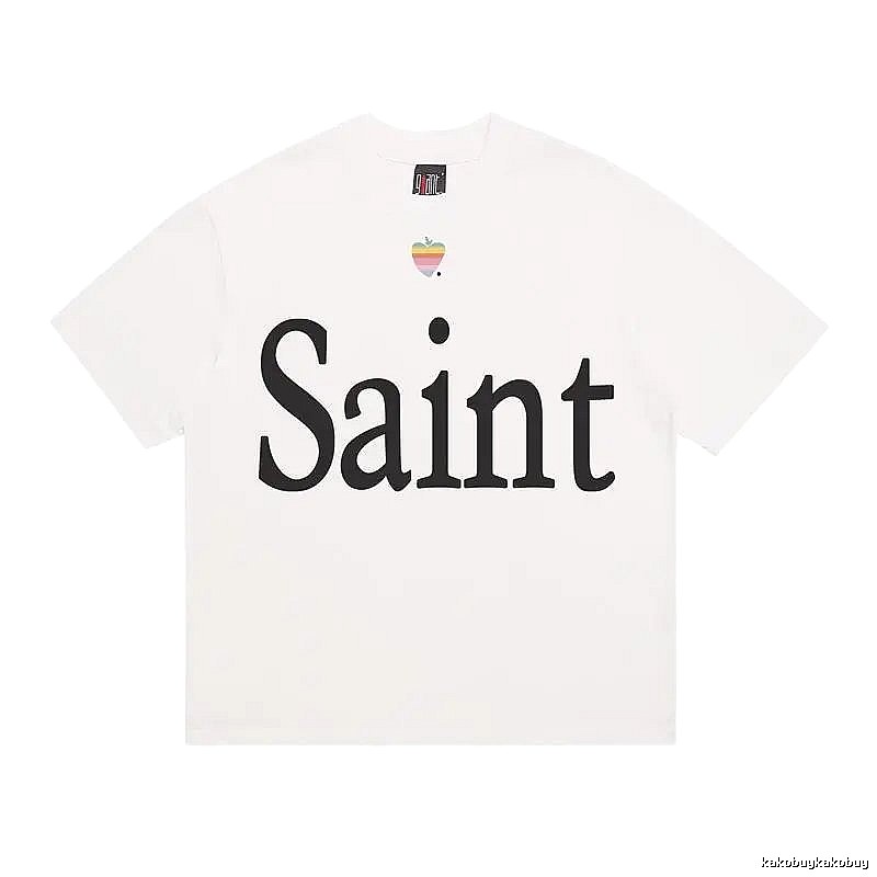 SAINT Letter Print Street Style Off-white T-shirt