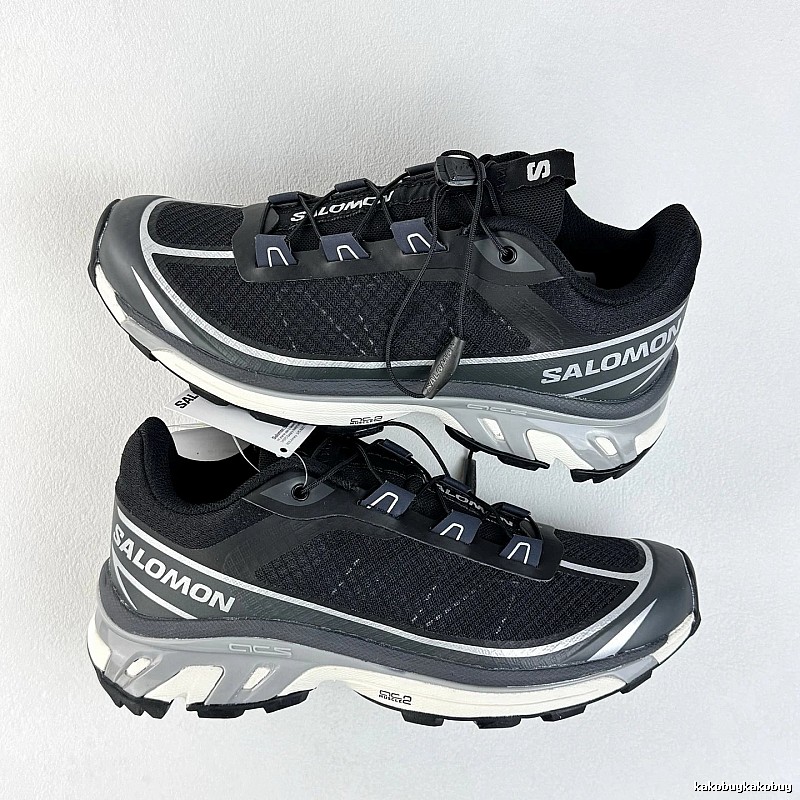 Salomon Black and Gray Trail Sneakers with Quick-Lace Style Cords