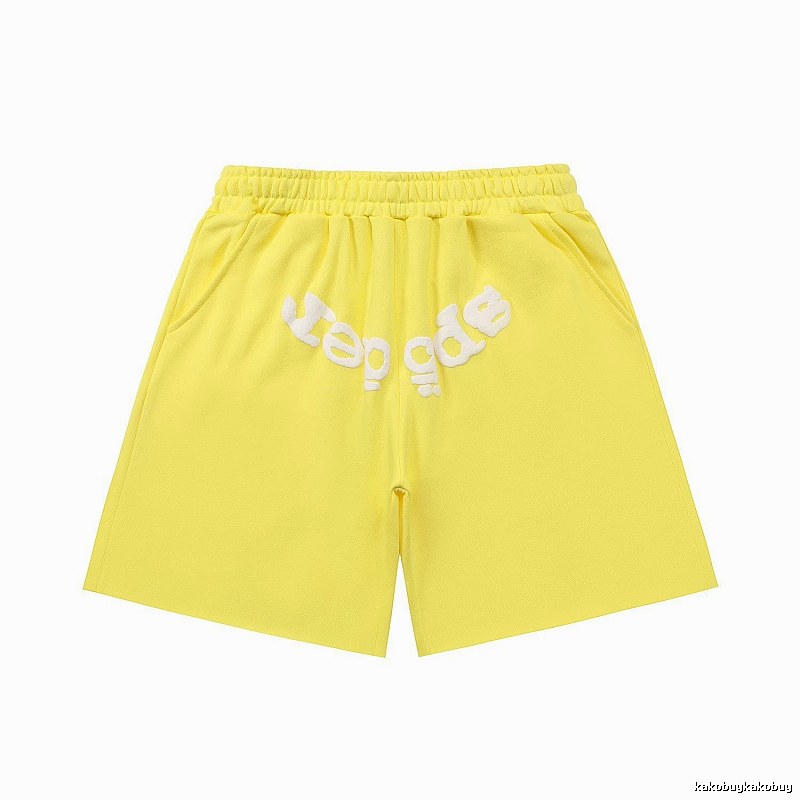 Sp5der casual style yellow shorts