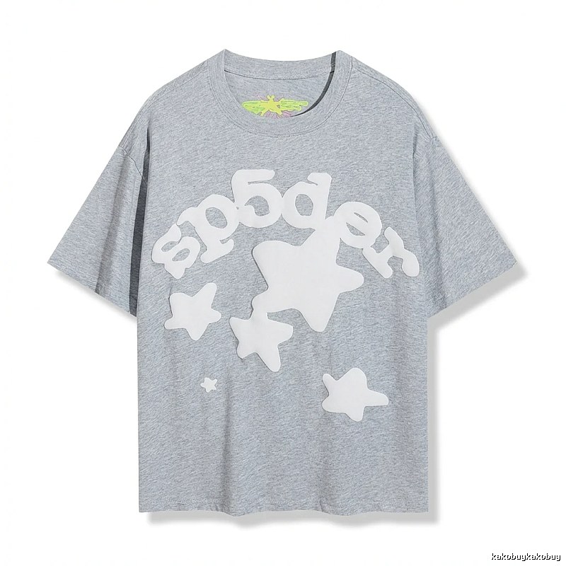 Sp5der Gray T-shirt with Star Print