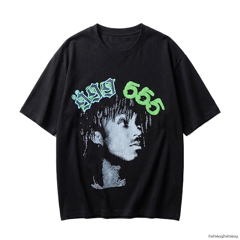 Sp5der Portrait Print Trendy Black T-shirt