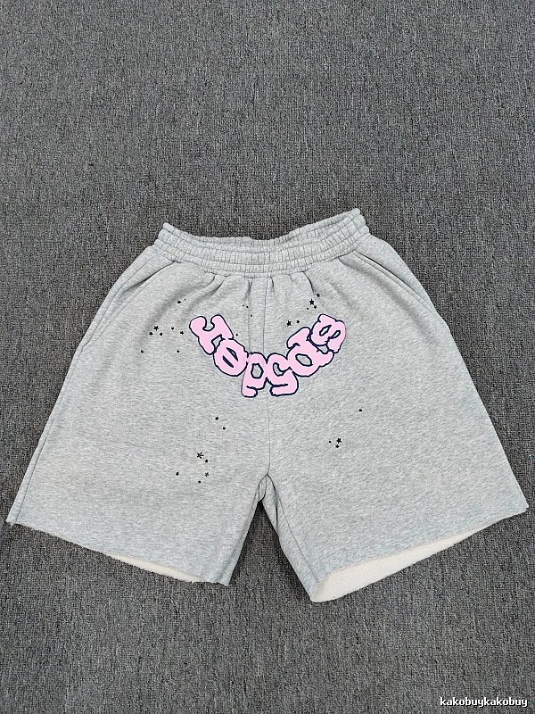 Sp5der Printed Street Style Grey Shorts