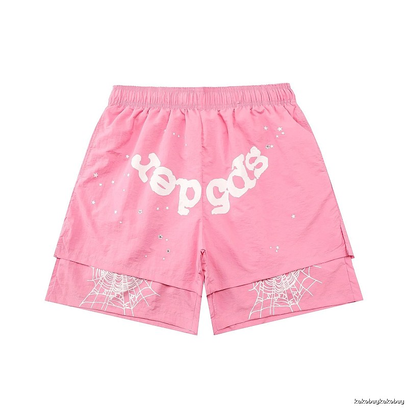 Sp5der star - printed pink shorts