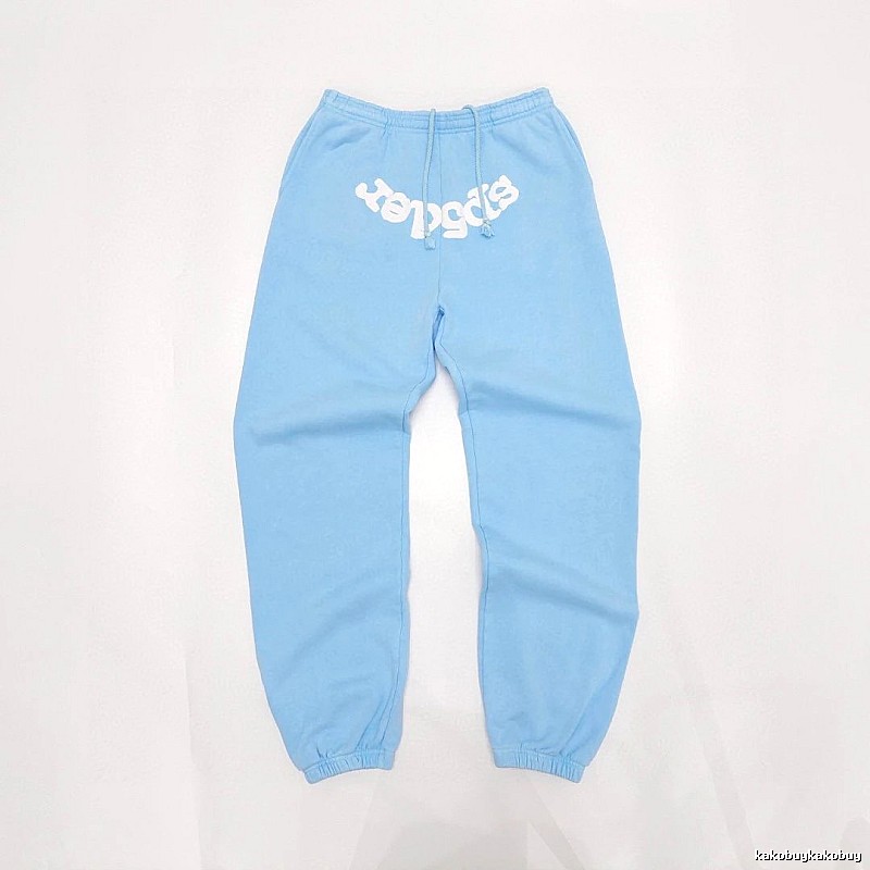 Sp5der White Wordmark And Gathered Cuffs Weekend Logo Sweatpants