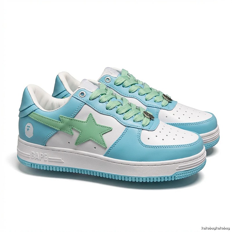 Star Bape Trendy Blue and White Shoes
